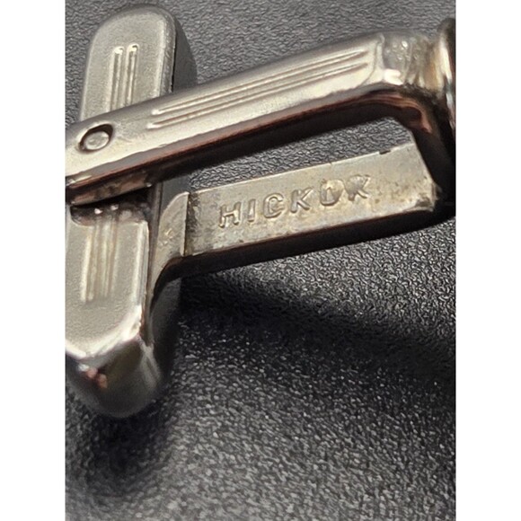 Vintage Hickok Men's Cufflinks Black Faceted Stone Silver Tone - Picture 6 of 6